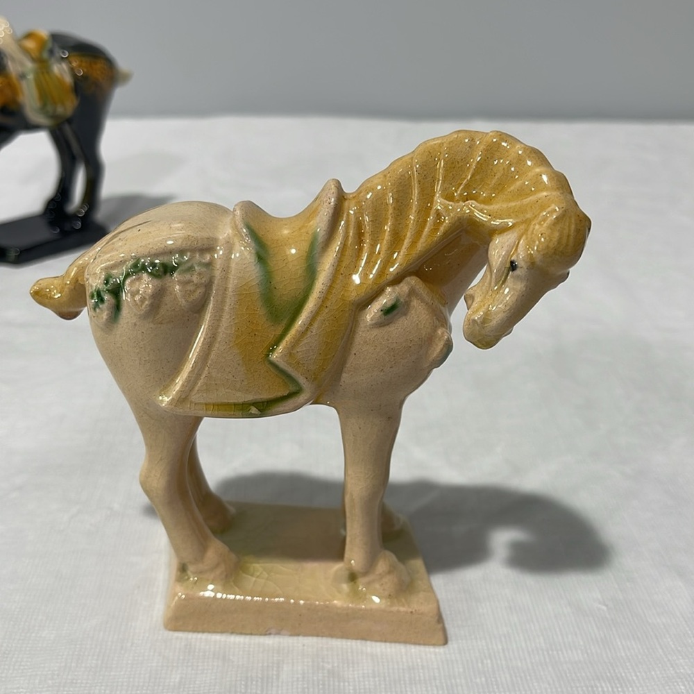 Vintage Chinese Tang Dynasty Majolica Sancai Drip Glaze War Horses set of 6 - Picture 12 of 16